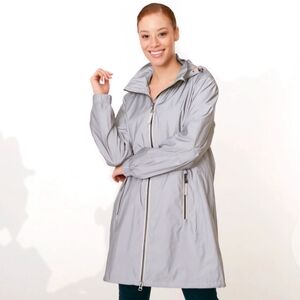 nuage Reflective Hooded Raincoat Silver  Outdoor Size 14